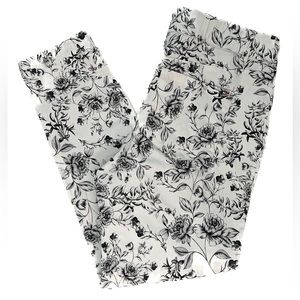 Calvin Klein White Jeans With Black Rose Floral Patern